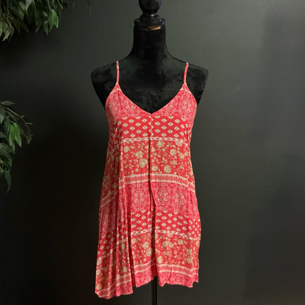 Women's Red Patterned Spaghetti Strap Top